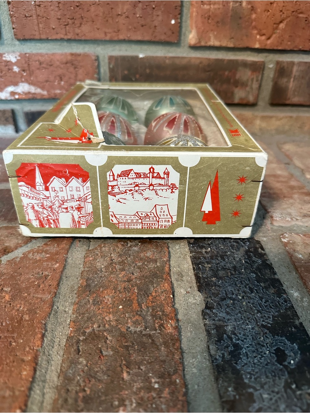 Vintage S S Kresge West Germany Hand Painted Christmas Glass Ornaments Glitter - Picture 3 of 16